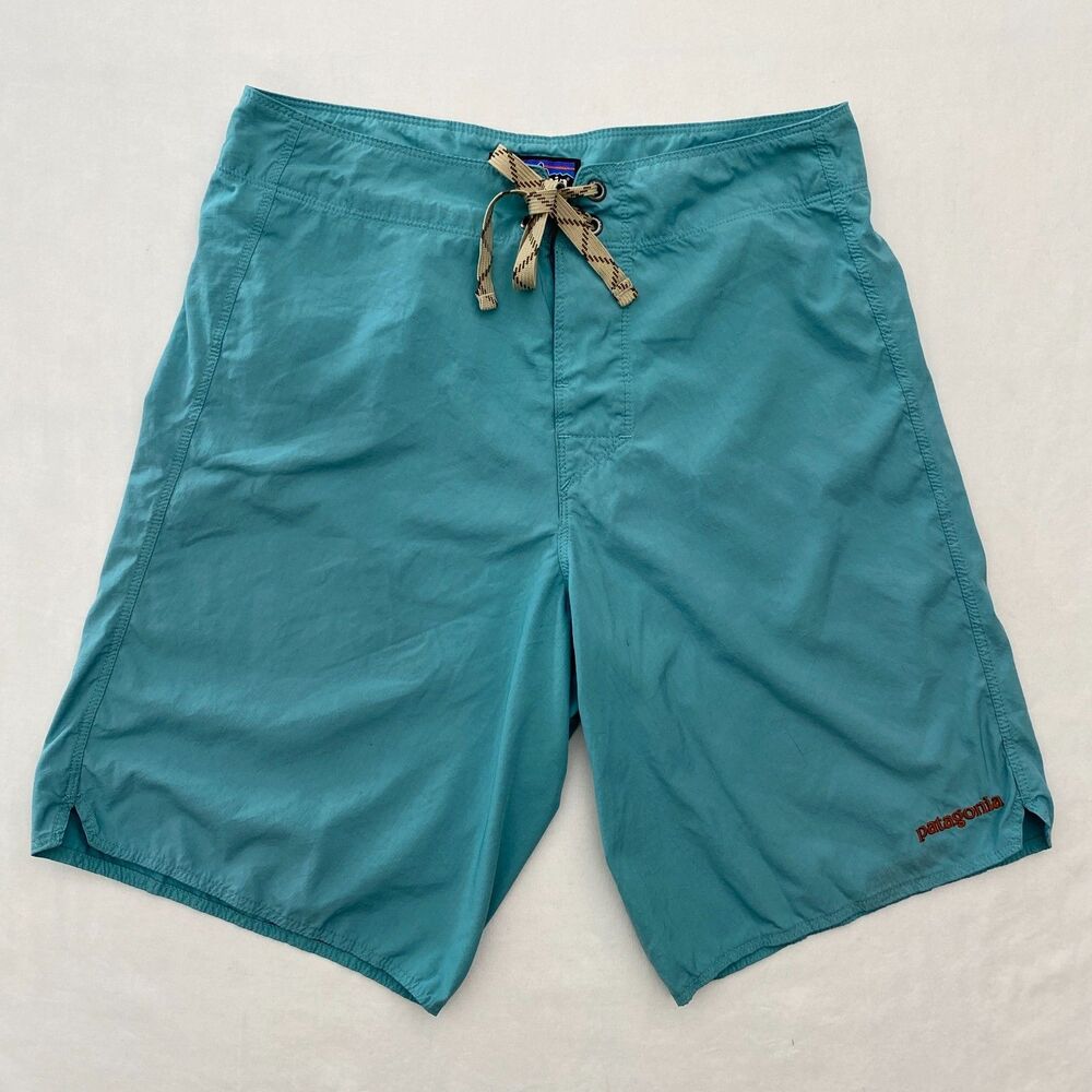 Patagonia Board Shorts Swim Suit Light & Variable Mens 28 Green Blue 9"